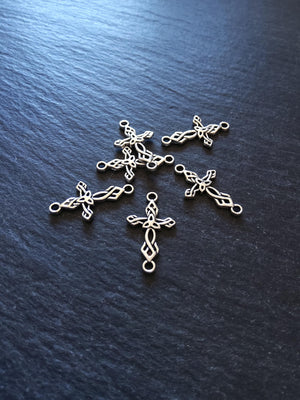 20 or 100 Celtic Knot Cross Connector Charms Antique Silver Tone Alloy 22x13mm