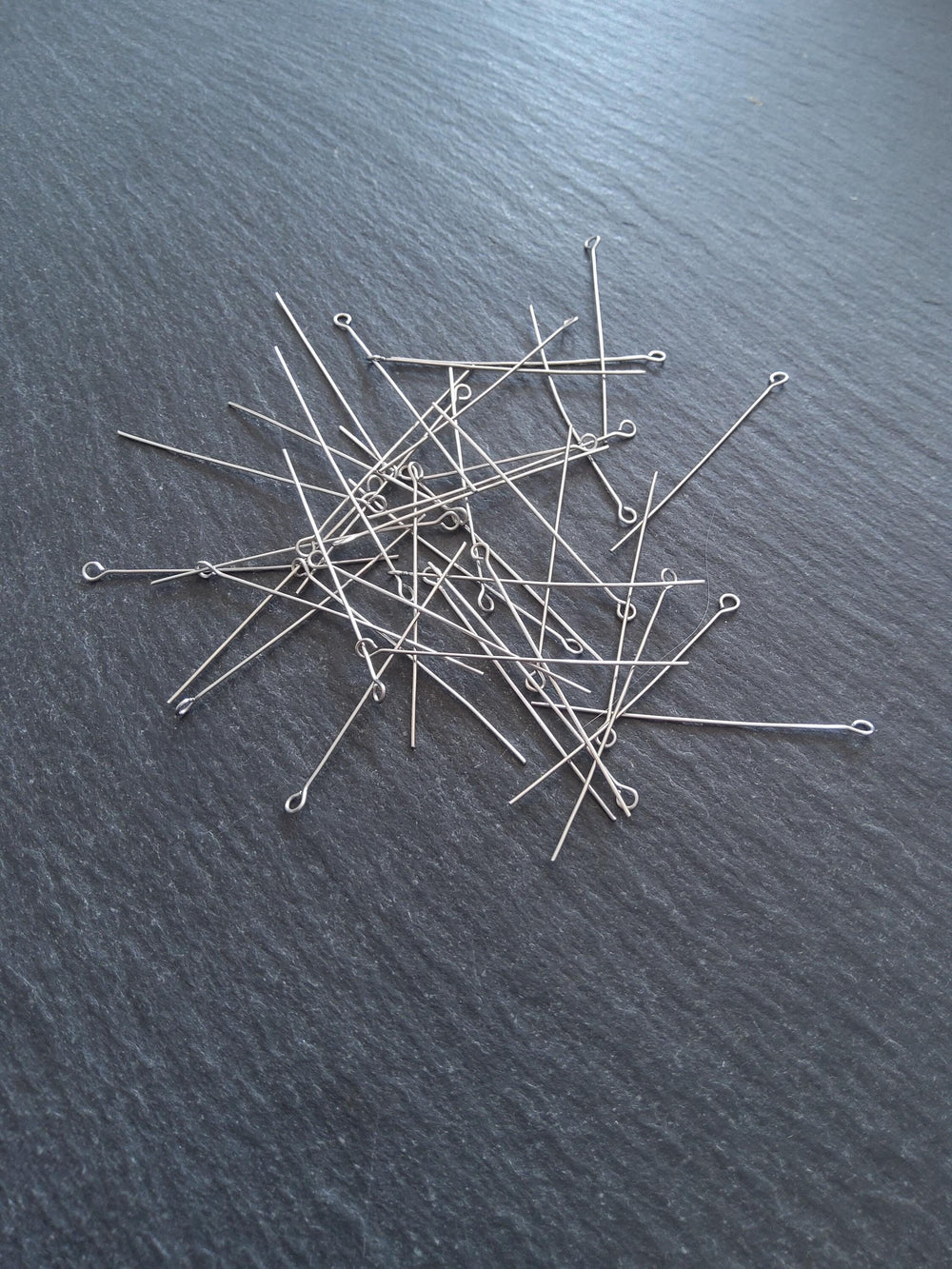 100 or 500 Stainless Steel Eye Pins 40mm Long, 0.5mm wide (24 gauge)