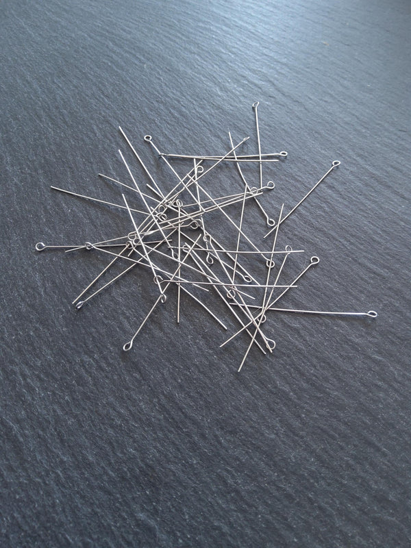 100 or 500 Stainless Steel Eye Pins 40mm Long, 0.5mm wide (24 gauge)