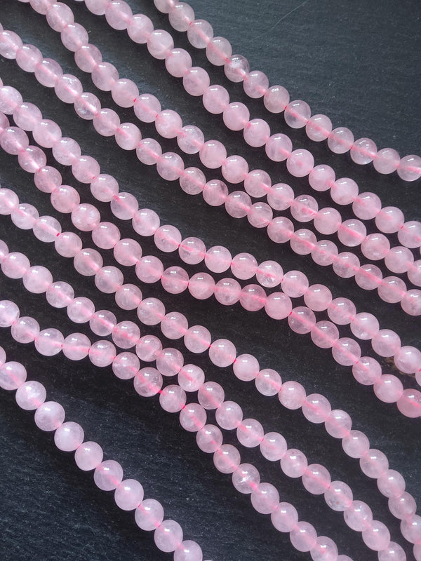 8mm to 8.5mm Undyed Natural Rose Quartz Beads Round Full 15 inch Strand