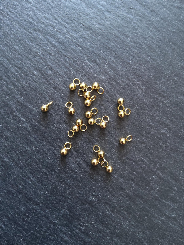 Round Gold Stainless Steel Drops or Charms 6x3mm Hole: 2mm