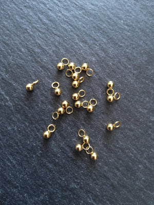 Round Gold Stainless Steel Drops or Charms 6x3mm Hole: 2mm