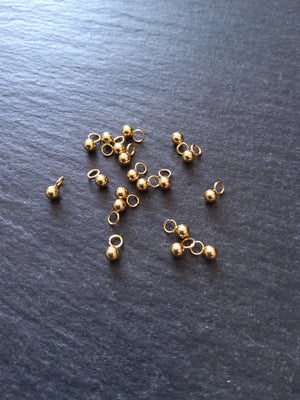 Round Gold Stainless Steel Drops or Charms 6x3mm Hole: 2mm