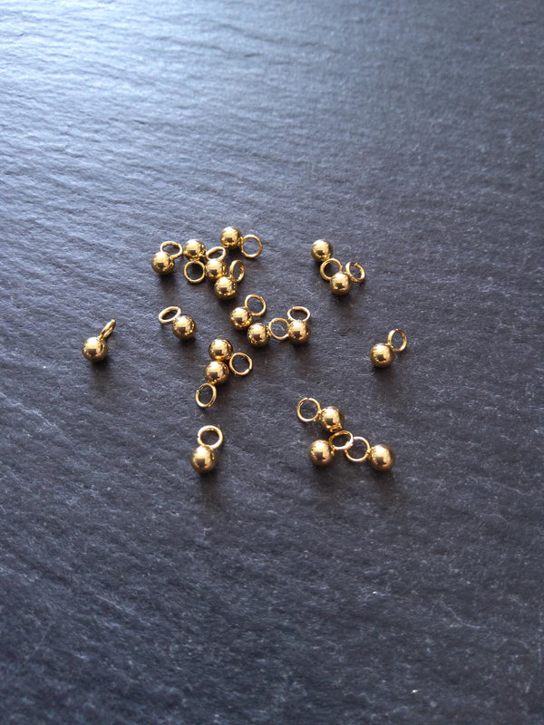 Round Gold Stainless Steel Drops or Charms 6x3mm Hole: 2mm