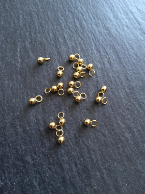 Round Gold Stainless Steel Drops or Charms 6x3mm Hole: 2mm
