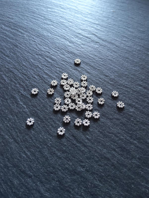 Bright 925 Sterling Silver 4mm BaIi Daisy Spacer Beads 4x1mm Hole: 1mm - ContentedCatz