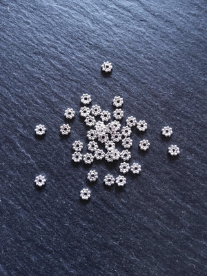 Bright 925 Sterling Silver 4mm BaIi Daisy Spacer Beads 4x1mm Hole: 1mm - ContentedCatz