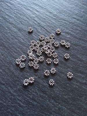 Antique 925 Sterling Silver 4mm BaIi Daisy Spacer Beads 4x1mm Hole: 1mm - ContentedCatz