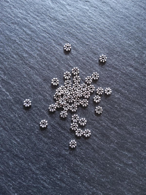 Antique 925 Sterling Silver 4mm BaIi Daisy Spacer Beads 4x1mm Hole: 1mm - ContentedCatz