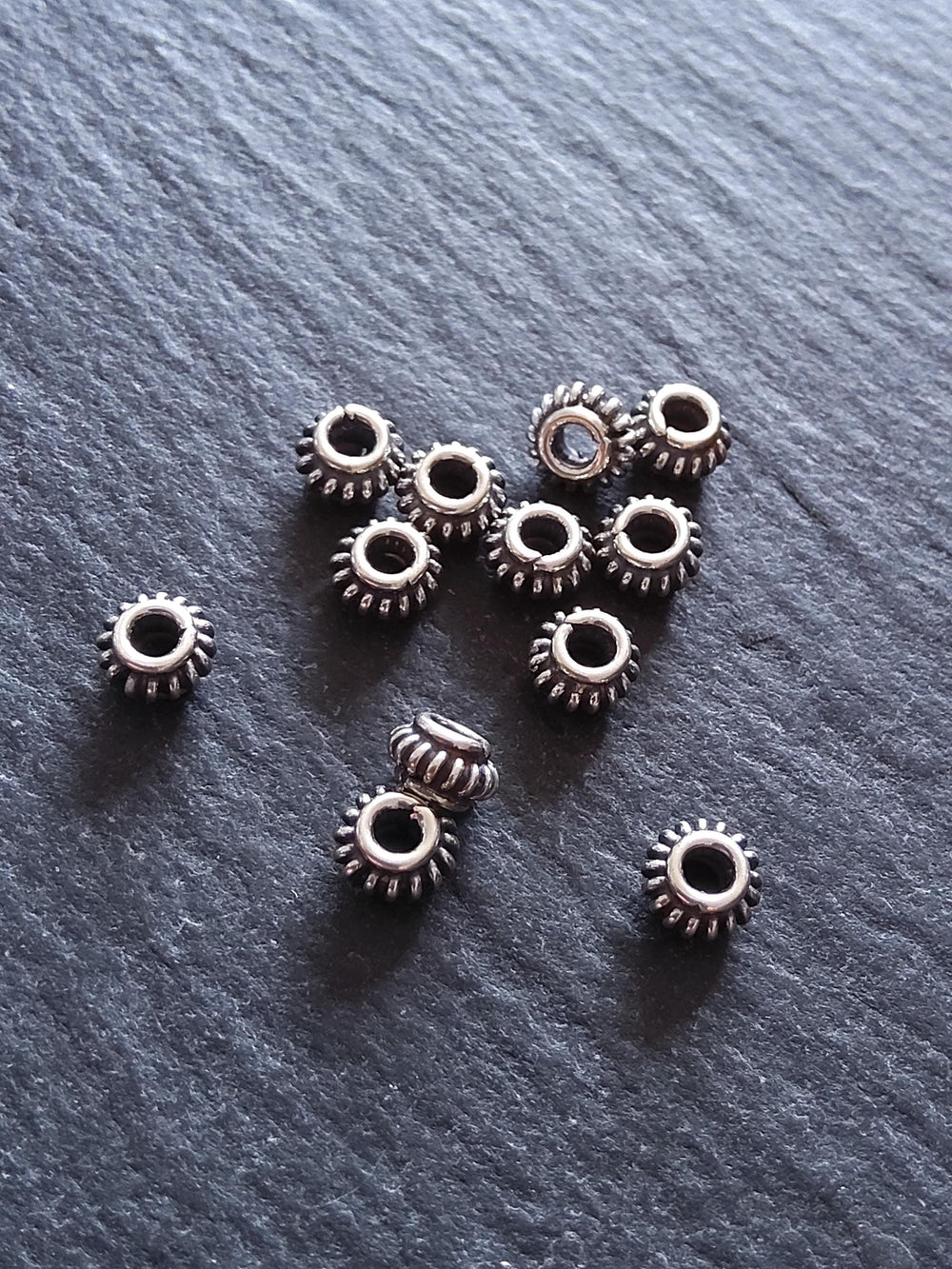 925 Bali Sterling Silver 5.1mm Coil Spacer Beads Antique Finish 5.1x3.1mm Hole: 2mm