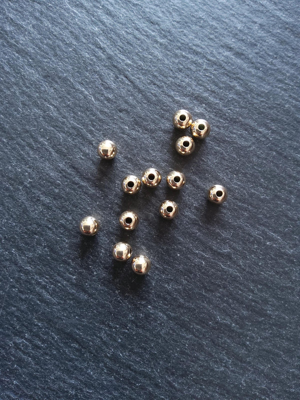 10 Real 14K Gold Filled 5mm Ball Beads Hole: 1.4mm Nickel FREE