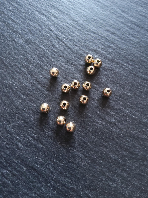10 Real 14K Gold Filled 5mm Ball Beads Hole: 1.4mm Nickel FREE