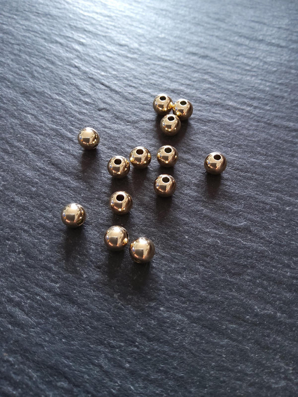10 Real 14K Gold Filled 5mm Ball Beads Hole: 1.4mm Nickel FREE
