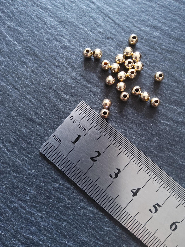 10 Real 14K Gold Filled 4mm Ball Beads Hole: 1.4mm Nickel FREE