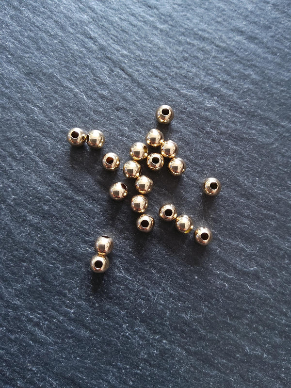 10 Real 14K Gold Filled 4mm Ball Beads Hole: 1.4mm Nickel FREE