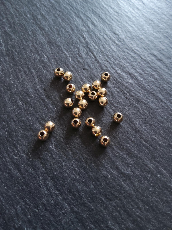 10 Real 14K Gold Filled 4mm Ball Beads Hole: 1.4mm Nickel FREE