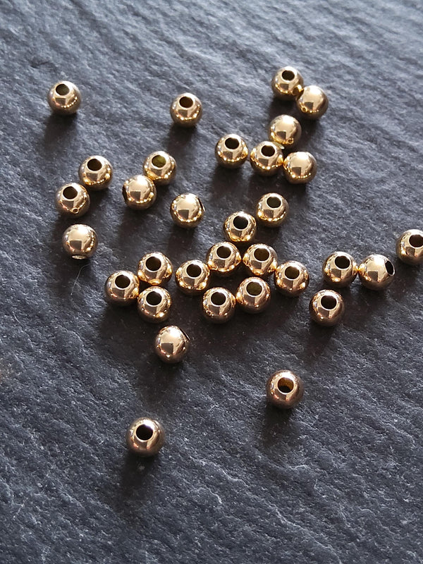 10 Real 14K Gold Filled 3mm Ball Beads Hole: 1.1mm Nickel FREE