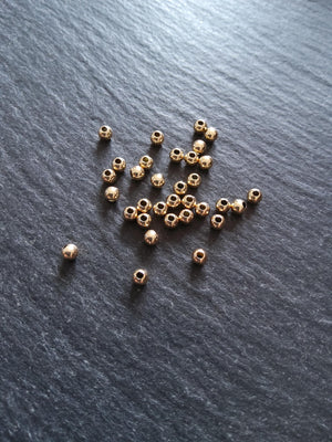 10 Real 14K Gold Filled 3mm Ball Beads Hole: 1.1mm Nickel FREE