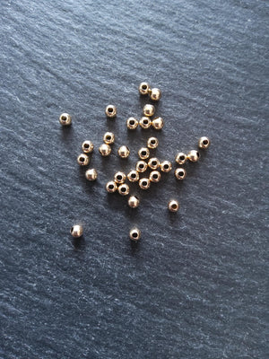 10 Real 14K Gold Filled 3mm Ball Beads Hole: 1.1mm Nickel FREE