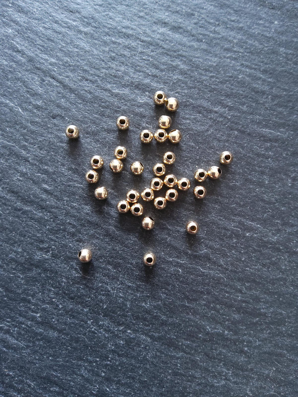 10 Real 14K Gold Filled 3mm Ball Beads Hole: 1.1mm Nickel FREE