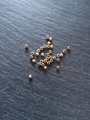 10 Real 14K Gold Filled 3mm Ball Beads Hole: 1.1mm Nickel FREE
