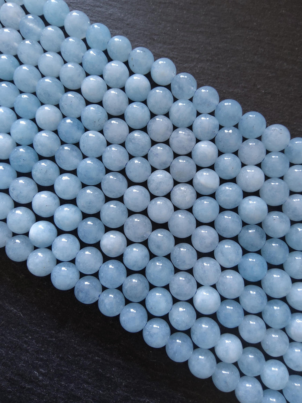 8mm Aquamarine Blue Dyed Quartzite Beads Full 15 inch Strand