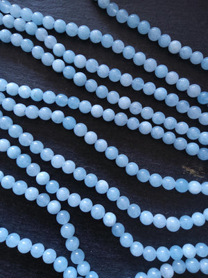 8mm Aquamarine Blue Dyed Quartzite Beads Full 15 inch Strand