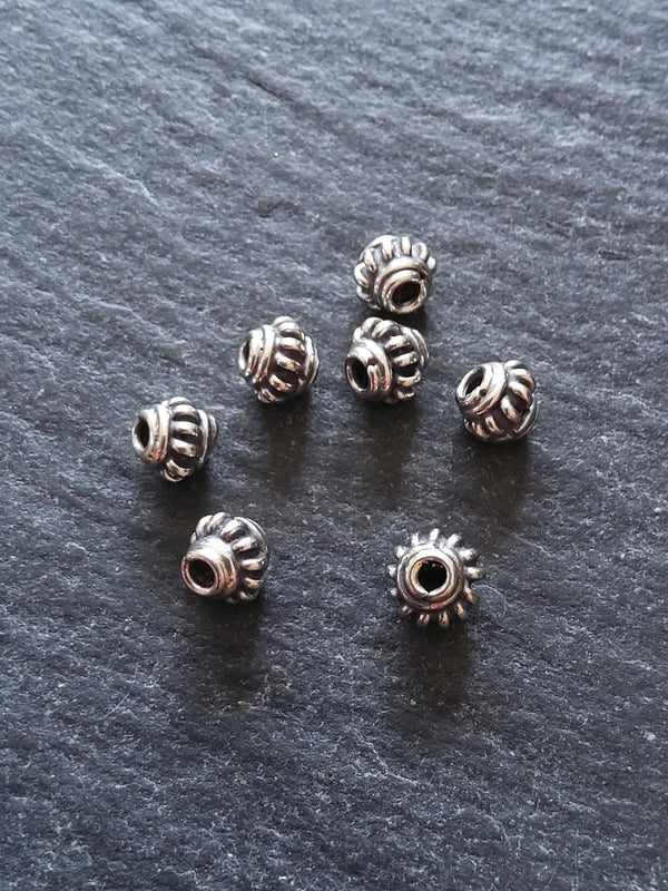 925 Bali Sterling Silver 5.3mm Coil Spacer Beads Antique Finish 5.3x4.2mm Hole: 1.5mm