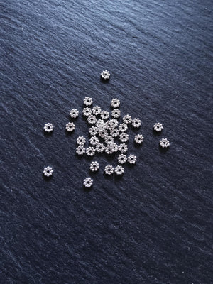 Bright 925 Sterling Silver 4mm BaIi Daisy Spacer Beads 4x1mm Hole: 1mm - ContentedCatz
