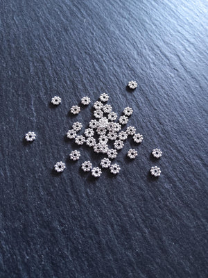 Bright 925 Sterling Silver 4mm BaIi Daisy Spacer Beads 4x1mm Hole: 1mm - ContentedCatz