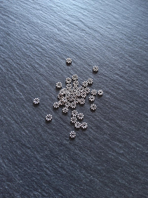 Antique 925 Sterling Silver 4mm BaIi Daisy Spacer Beads 4x1mm Hole: 1mm - ContentedCatz