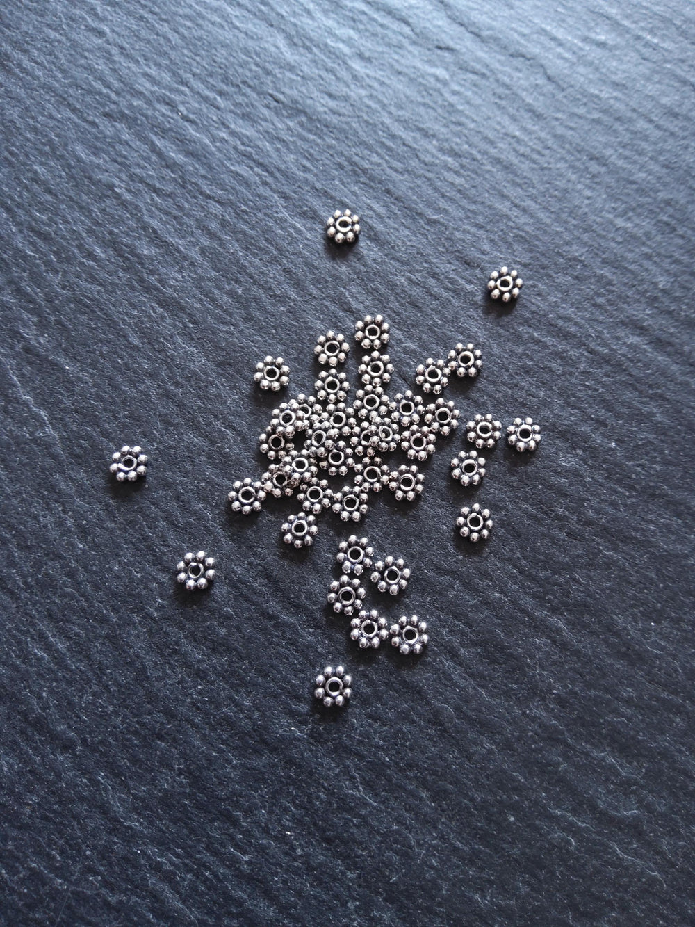 Antique 925 Sterling Silver 4mm BaIi Daisy Spacer Beads 4x1mm Hole: 1mm - ContentedCatz