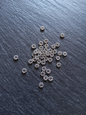 Antique 925 Sterling Silver 4mm BaIi Daisy Spacer Beads 4x1mm Hole: 1mm - ContentedCatz