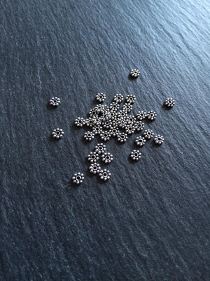 Antique 925 Sterling Silver 4mm BaIi Daisy Spacer Beads 4x1mm Hole: 1mm - ContentedCatz