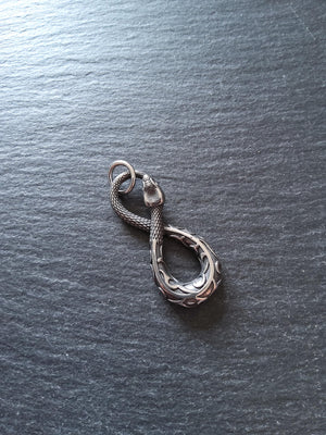 Snake Infinity Pendant Antique Silver Surgical Steel 42.5x18x4.5mm