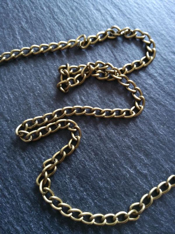 Antique Bronze Curb Chain 5.5x3.5mm Very Strong 1mm Open Link Nickel FREE