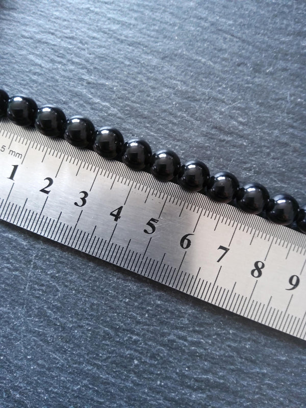 8.2mm Natural Black Obsidian Round Gemstone Beads Full 15 inch Strand Hole: 1mm