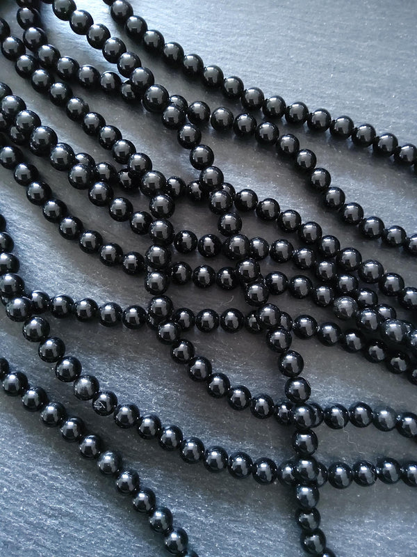 8.2mm Natural Black Obsidian Round Gemstone Beads Full 15 inch Strand Hole: 1mm