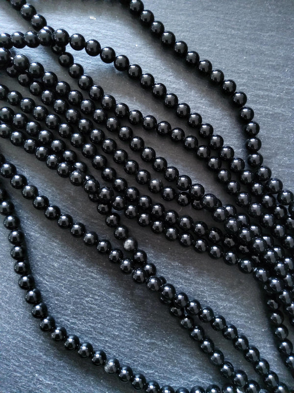 8.2mm Natural Black Obsidian Round Gemstone Beads Full 15 inch Strand Hole: 1mm