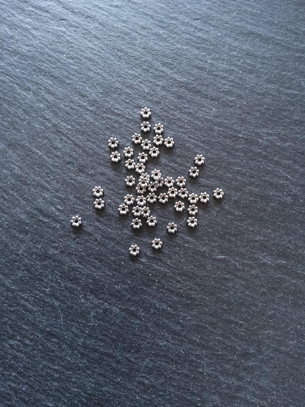10 or 50 Stainless Steel 4mm Daisy Spacer Beads 4x1.2mm Hole: 1mm - ContentedCatz