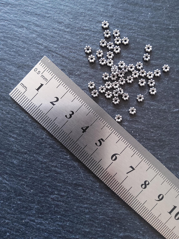 10 or 50 Stainless Steel 4mm Daisy Spacer Beads 4x1.2mm Hole: 1mm - ContentedCatz