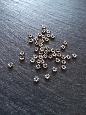 10 or 50 Stainless Steel 4mm Daisy Spacer Beads 4x1.2mm Hole: 1mm - ContentedCatz
