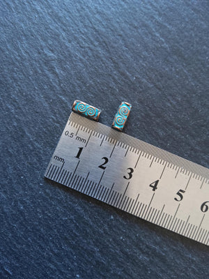10 or 50 Antique Copper Tone 5x10.5mm Long Square Beads With Blue Patina Hole: 2.4mm
