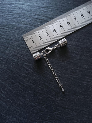 Antique Silver Tone Patterned End Cap Sets for 5mm Cord (5.5mm caps) - ContentedCatz