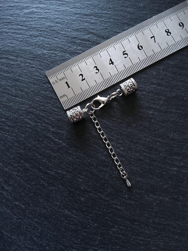 Antique Silver Tone Patterned End Cap Sets for 5mm Cord (5.5mm caps) - ContentedCatz