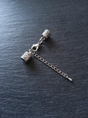 Antique Silver Tone Patterned End Cap Sets for 5mm Cord (5.5mm caps) - ContentedCatz