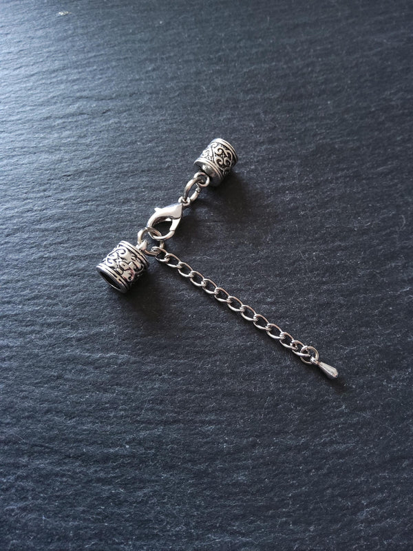 Antique Silver Tone Patterned End Cap Sets for 5mm Cord (5.5mm caps) - ContentedCatz