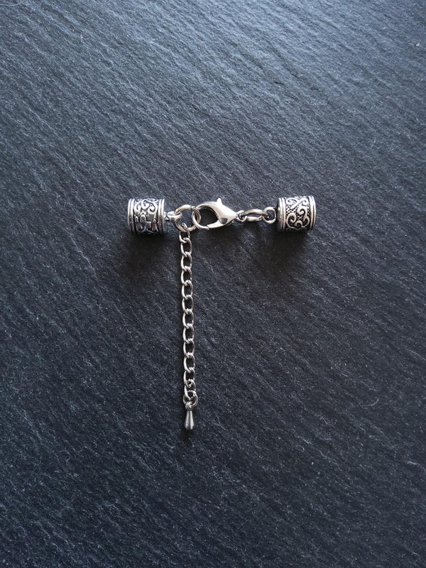Antique Silver Tone Patterned End Cap Sets for 5mm Cord (5.5mm caps) - ContentedCatz
