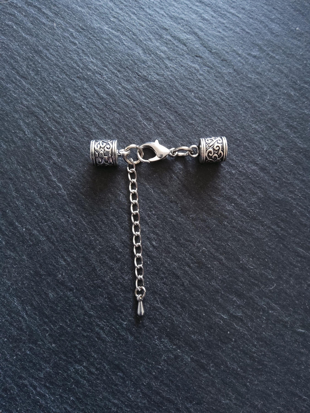 Antique Silver Tone Patterned End Cap Sets for 5mm Cord (5.5mm caps) - ContentedCatz