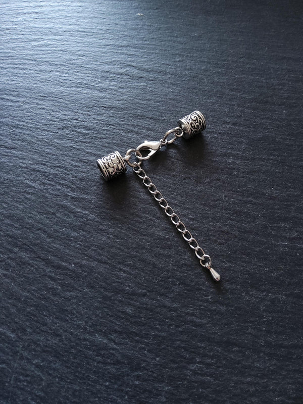 Antique Silver Tone Patterned End Cap Sets for 5mm Cord (5.5mm caps) - ContentedCatz